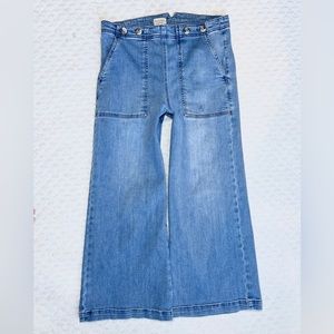 Pilcro High Rise Wide Leg Jeans size 10 30 Sailor Blue Denim y2k 80's Cropped